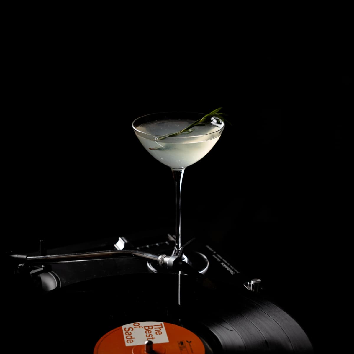 Signature cocktail in a stemmed glass
