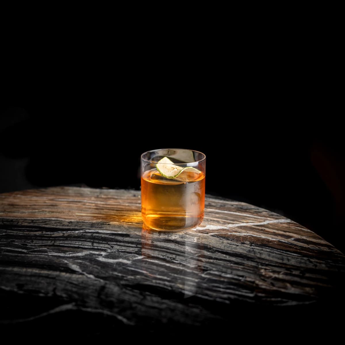 Crafted cocktail with garnish